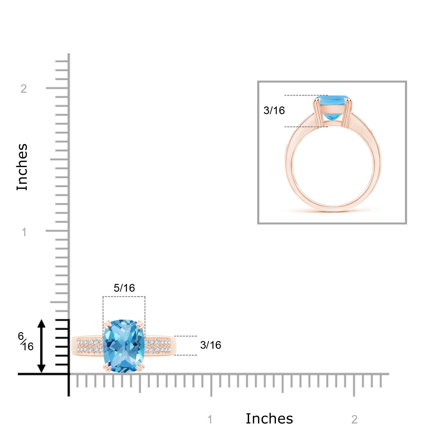 AA - Swiss Blue Topaz / 3.36 CT / 14 KT Rose Gold