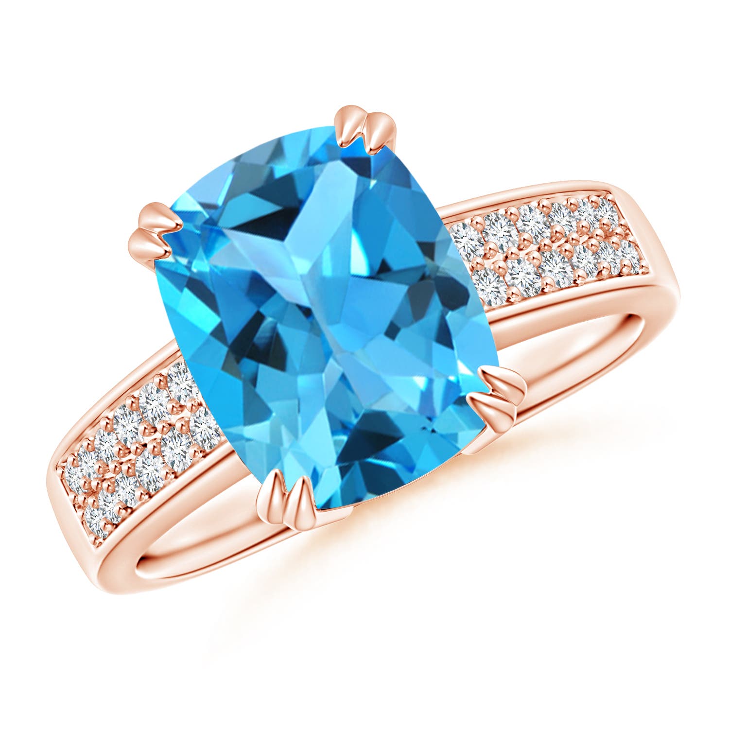 AAA - Swiss Blue Topaz / 3.36 CT / 14 KT Rose Gold