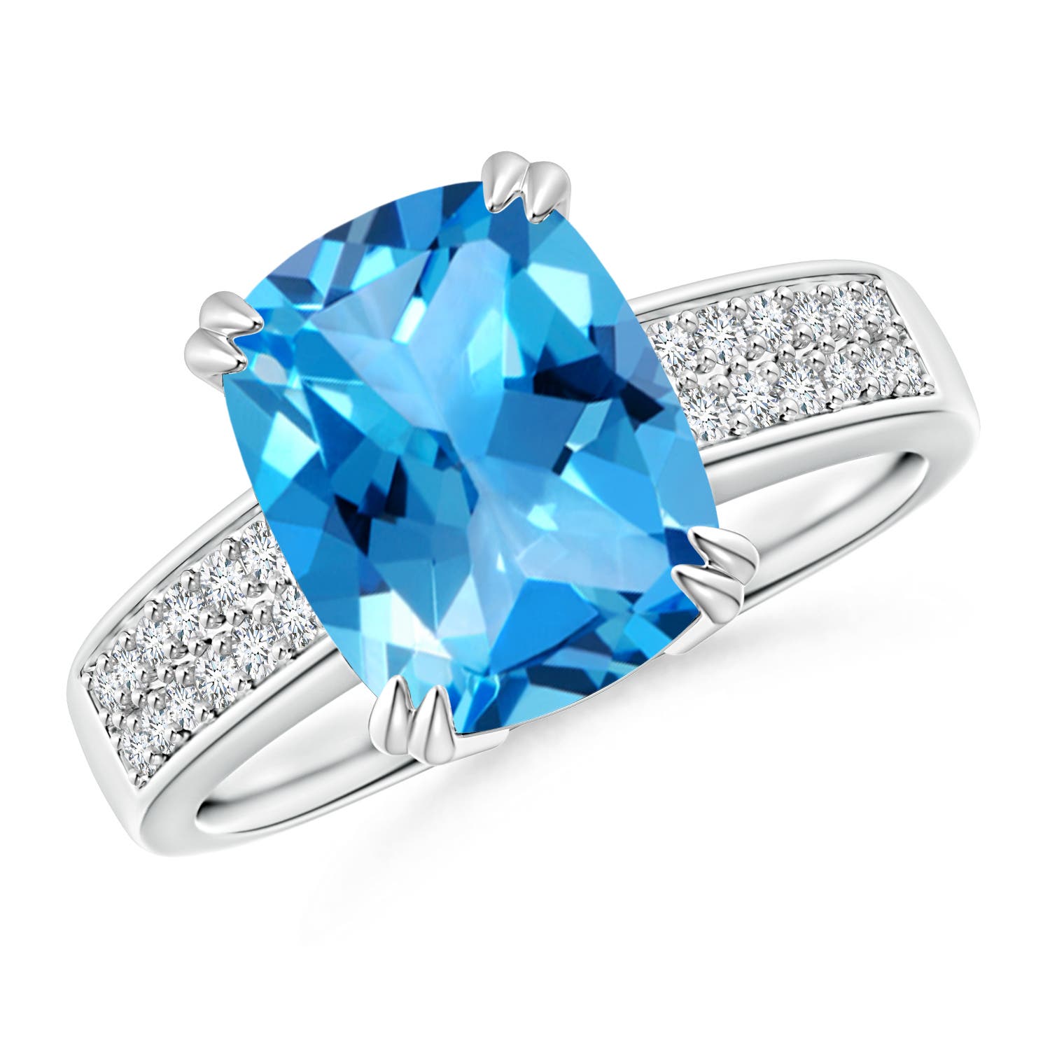 AAAA - Swiss Blue Topaz / 3.36 CT / 14 KT White Gold