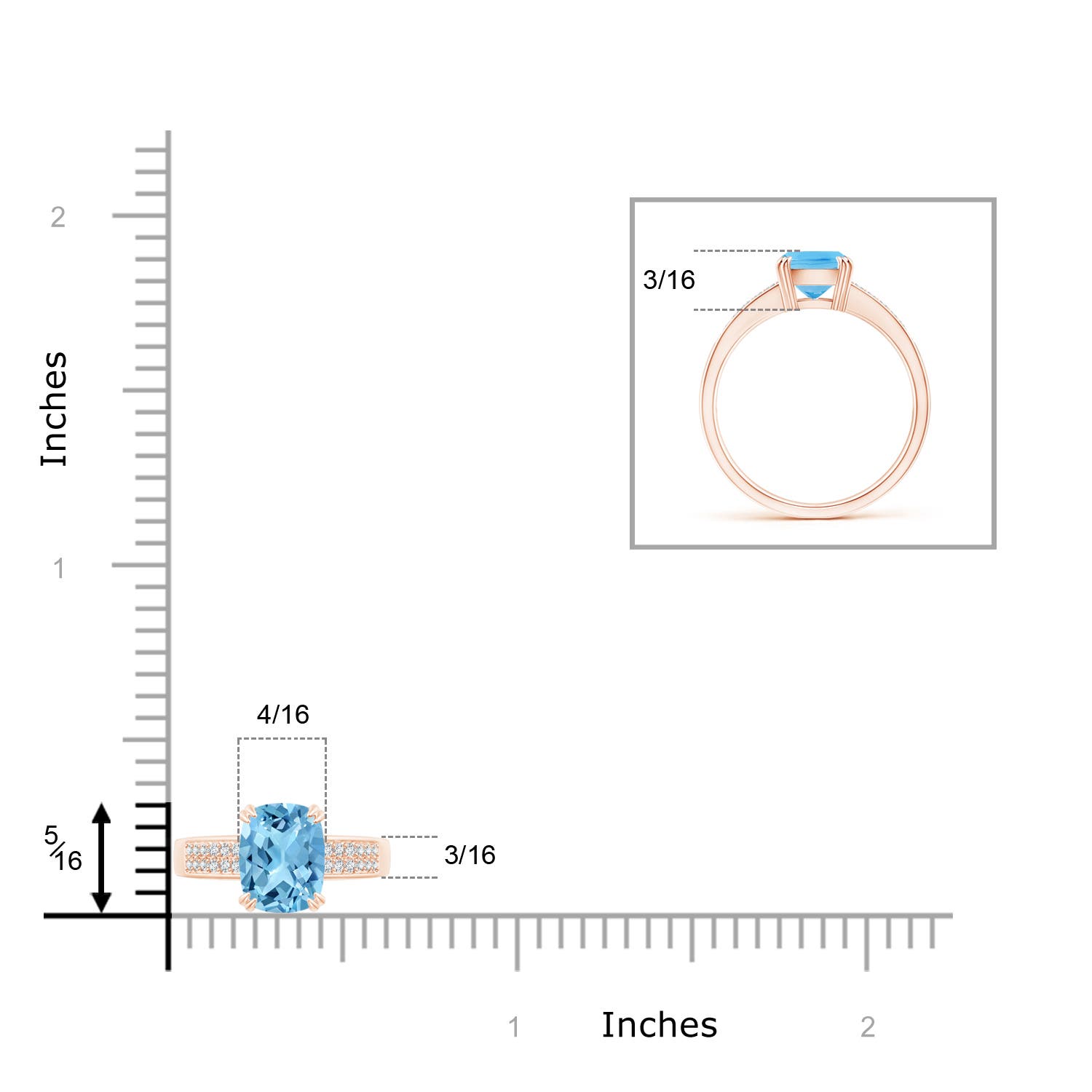 A - Swiss Blue Topaz / 1.76 CT / 14 KT Rose Gold