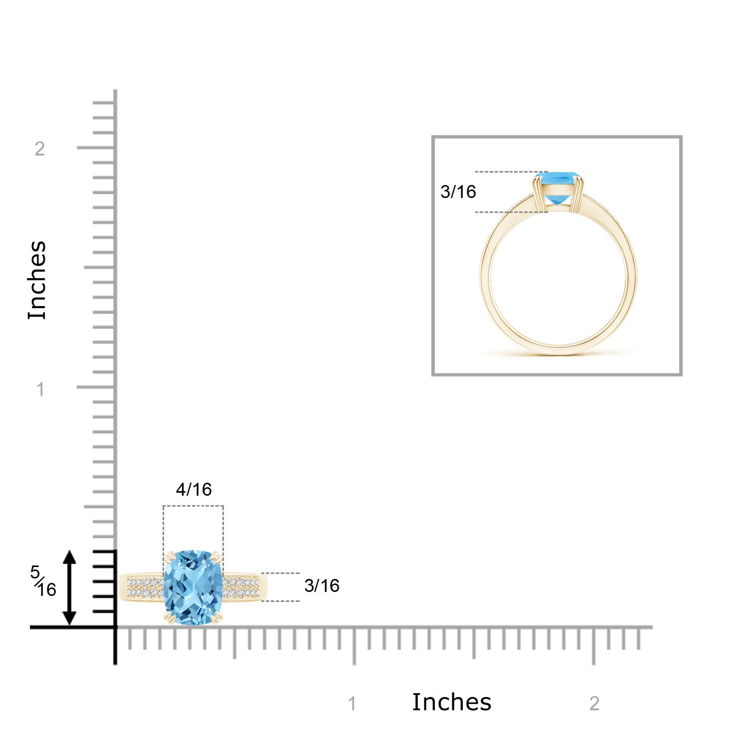 A - Swiss Blue Topaz / 1.76 CT / 14 KT Yellow Gold