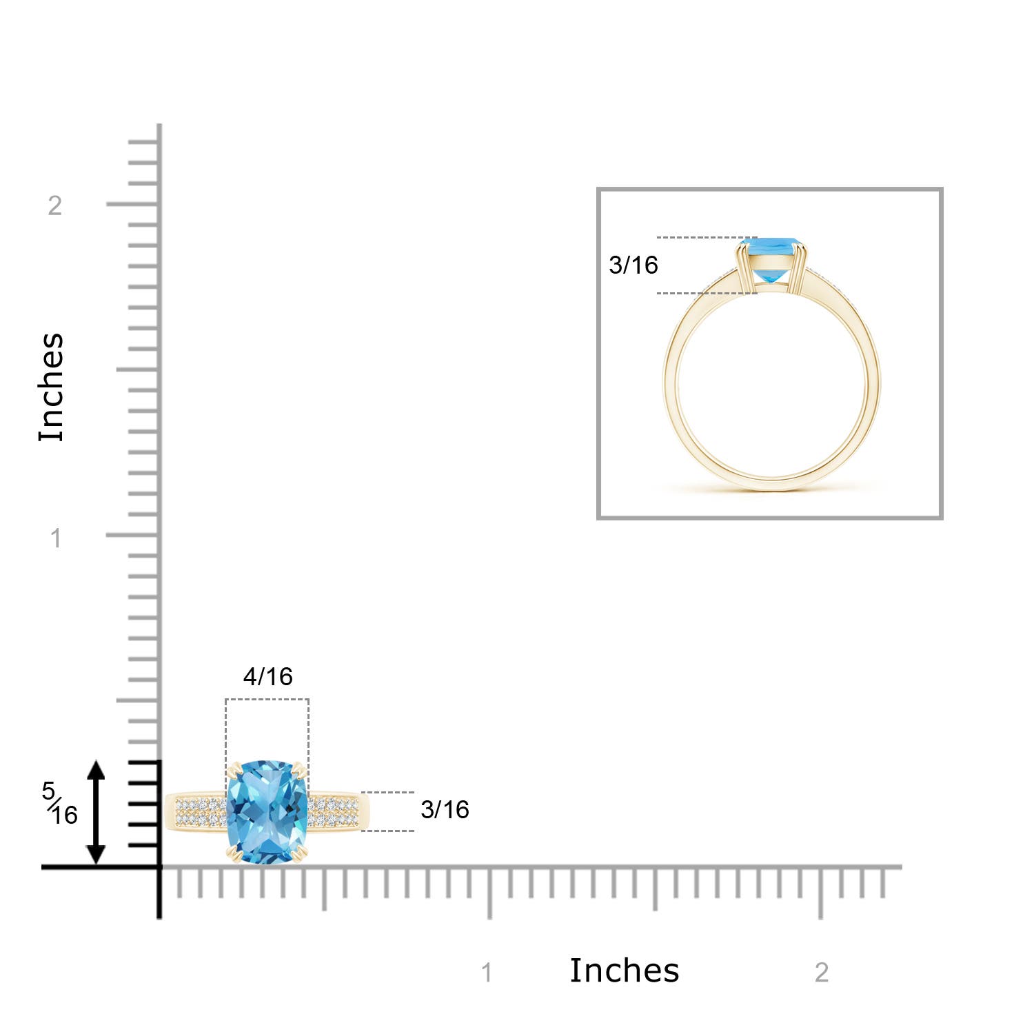 AA - Swiss Blue Topaz / 1.76 CT / 14 KT Yellow Gold