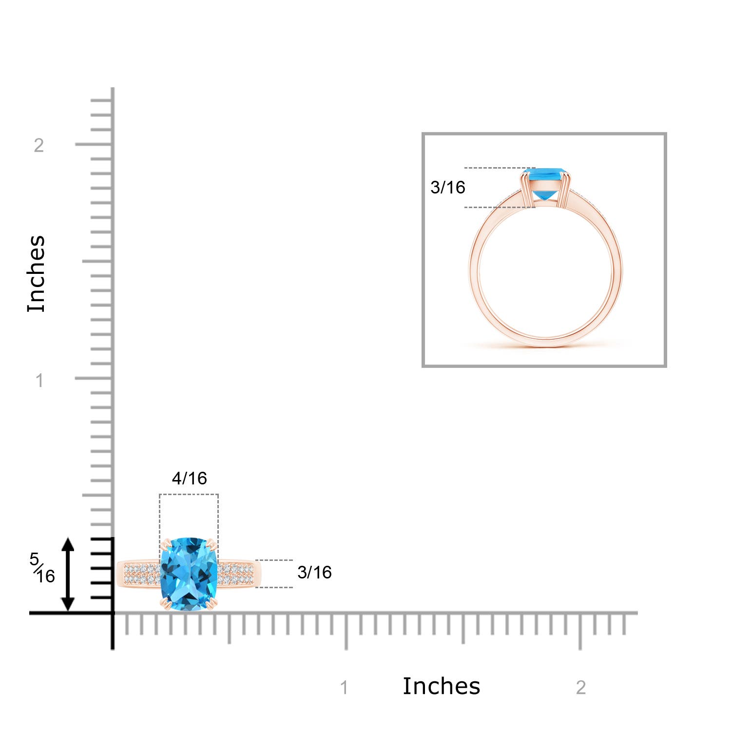 AAA - Swiss Blue Topaz / 1.76 CT / 14 KT Rose Gold