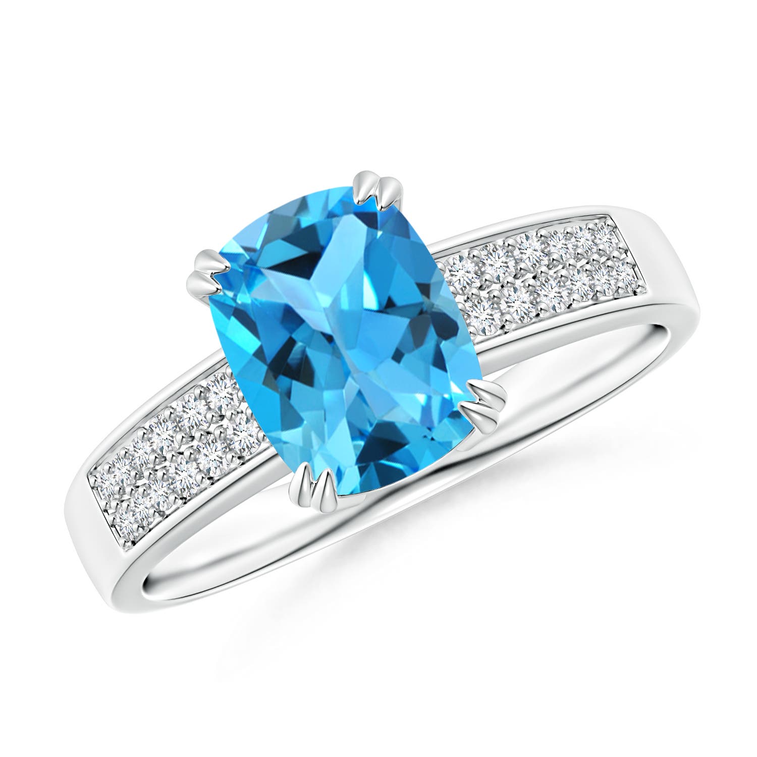 AAA - Swiss Blue Topaz / 1.76 CT / 14 KT White Gold