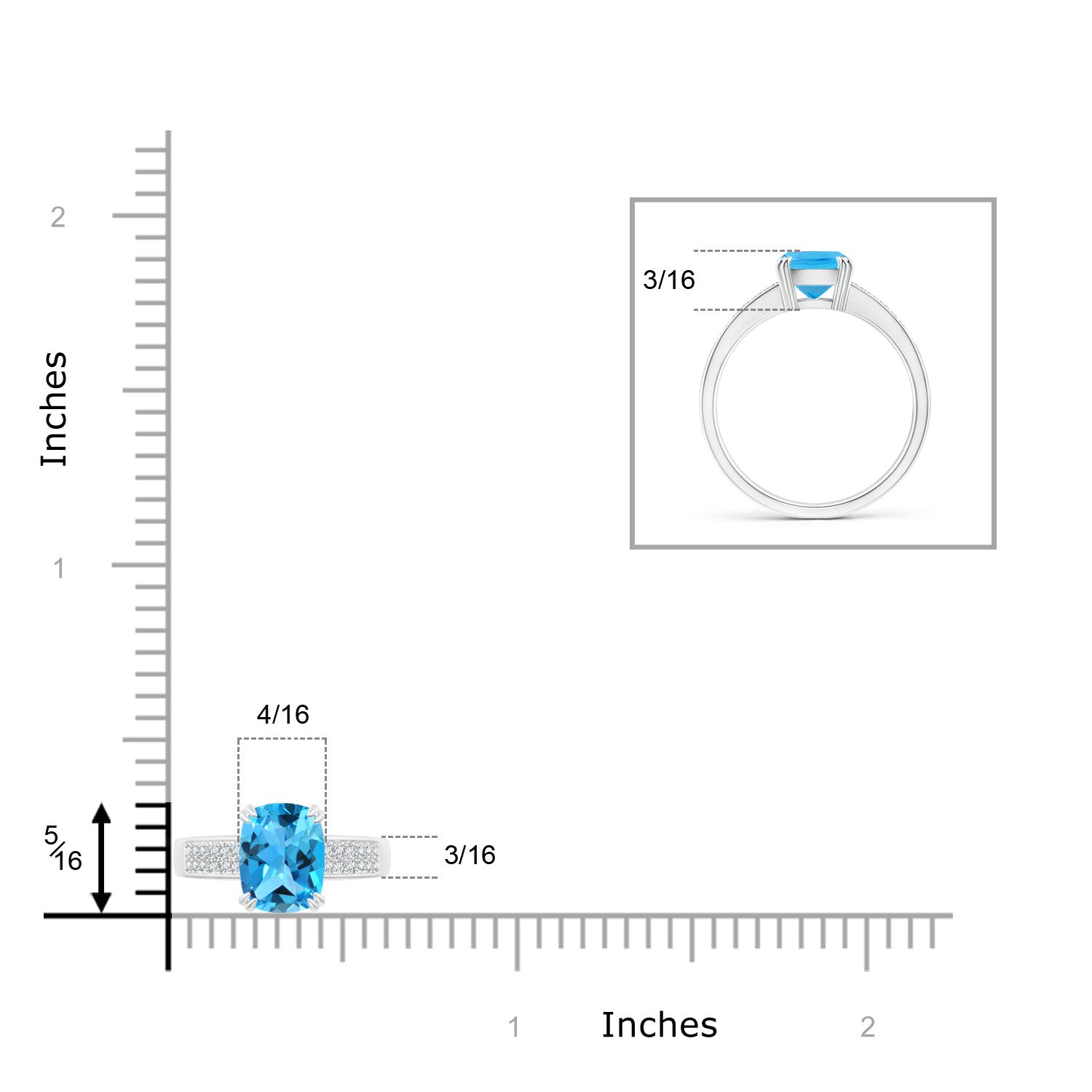 AAA - Swiss Blue Topaz / 1.76 CT / 14 KT White Gold