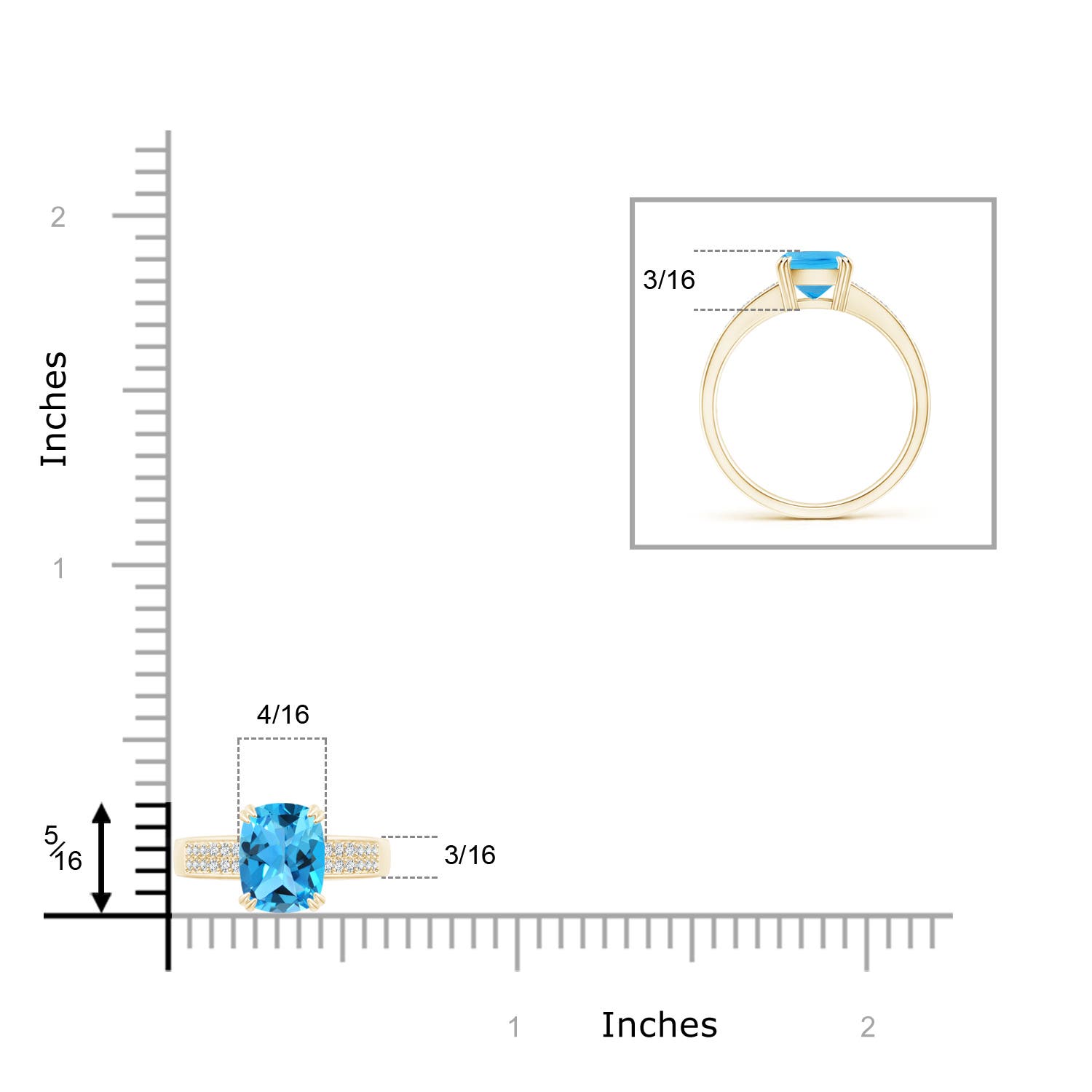 AAA - Swiss Blue Topaz / 1.76 CT / 14 KT Yellow Gold