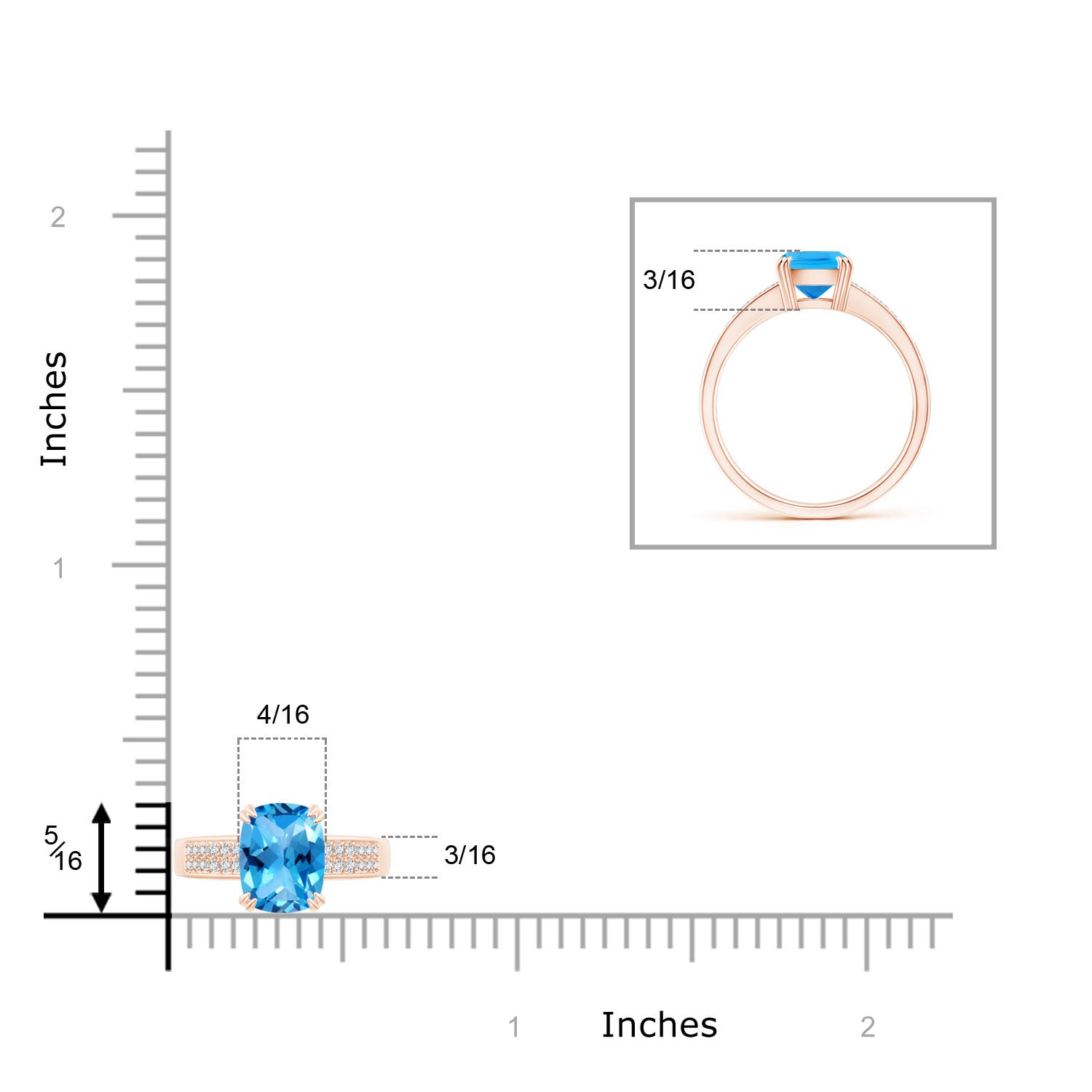 AAAA - Swiss Blue Topaz / 1.76 CT / 14 KT Rose Gold