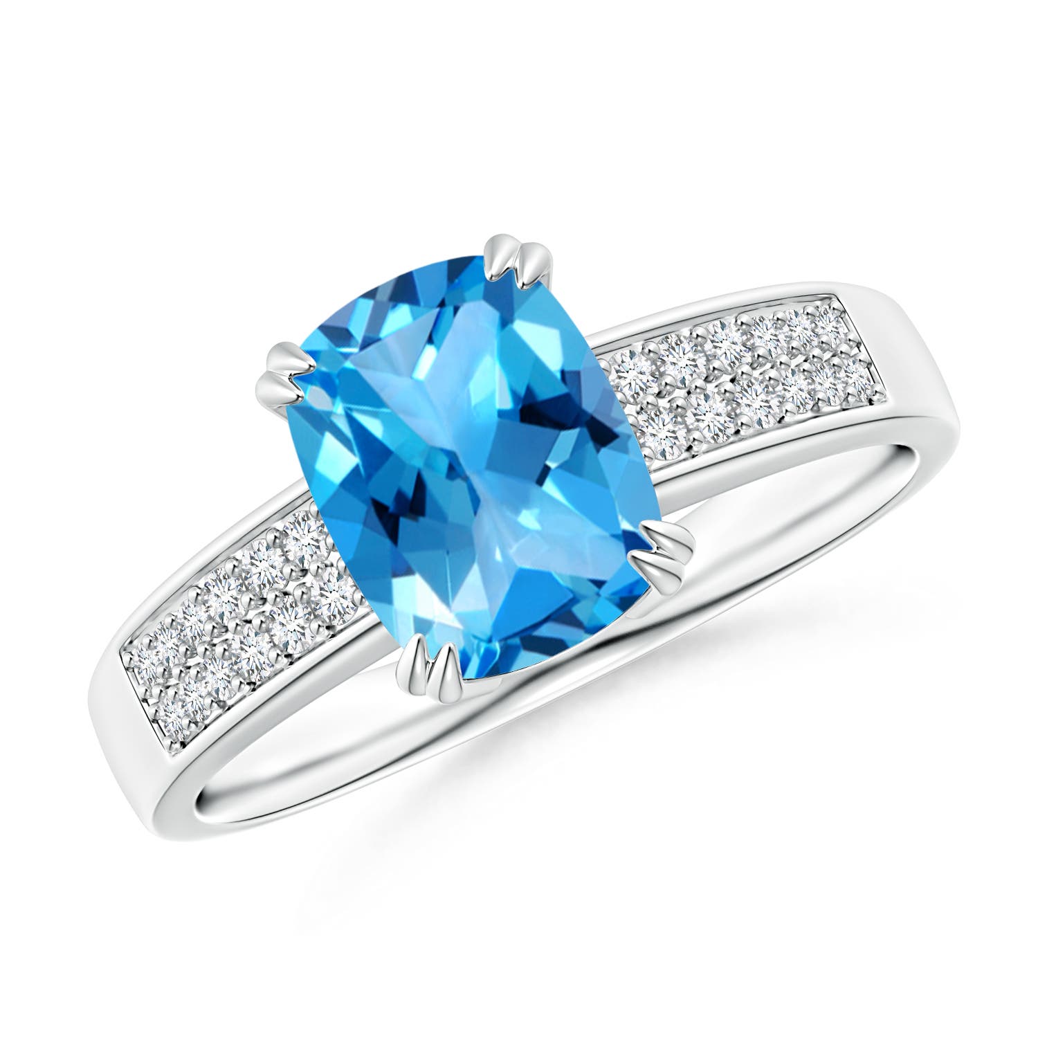 AAAA - Swiss Blue Topaz / 1.76 CT / 14 KT White Gold