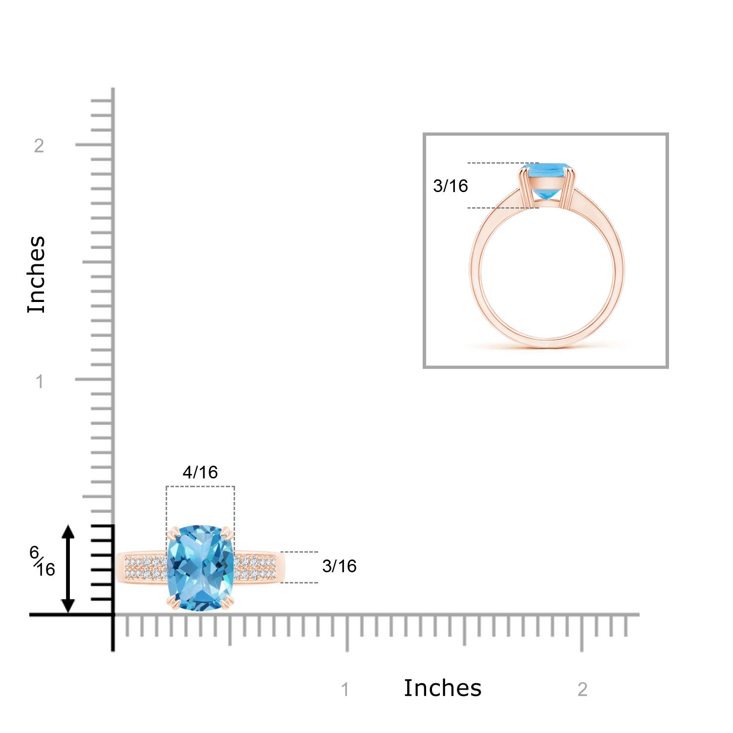 AA - Swiss Blue Topaz / 2.36 CT / 14 KT Rose Gold