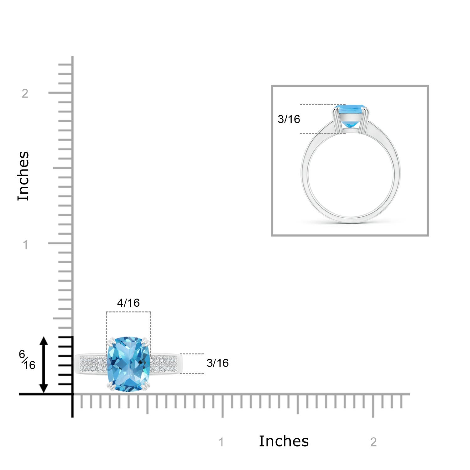 AA - Swiss Blue Topaz / 2.36 CT / 14 KT White Gold