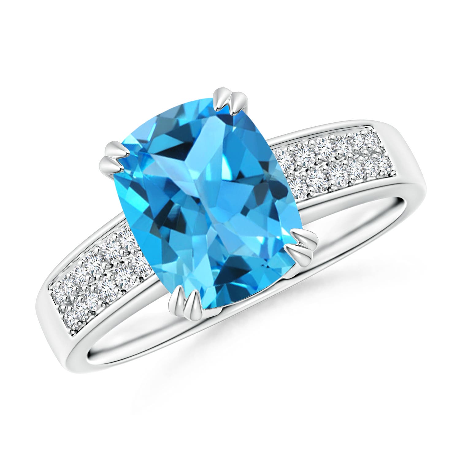 AAA - Swiss Blue Topaz / 2.36 CT / 14 KT White Gold