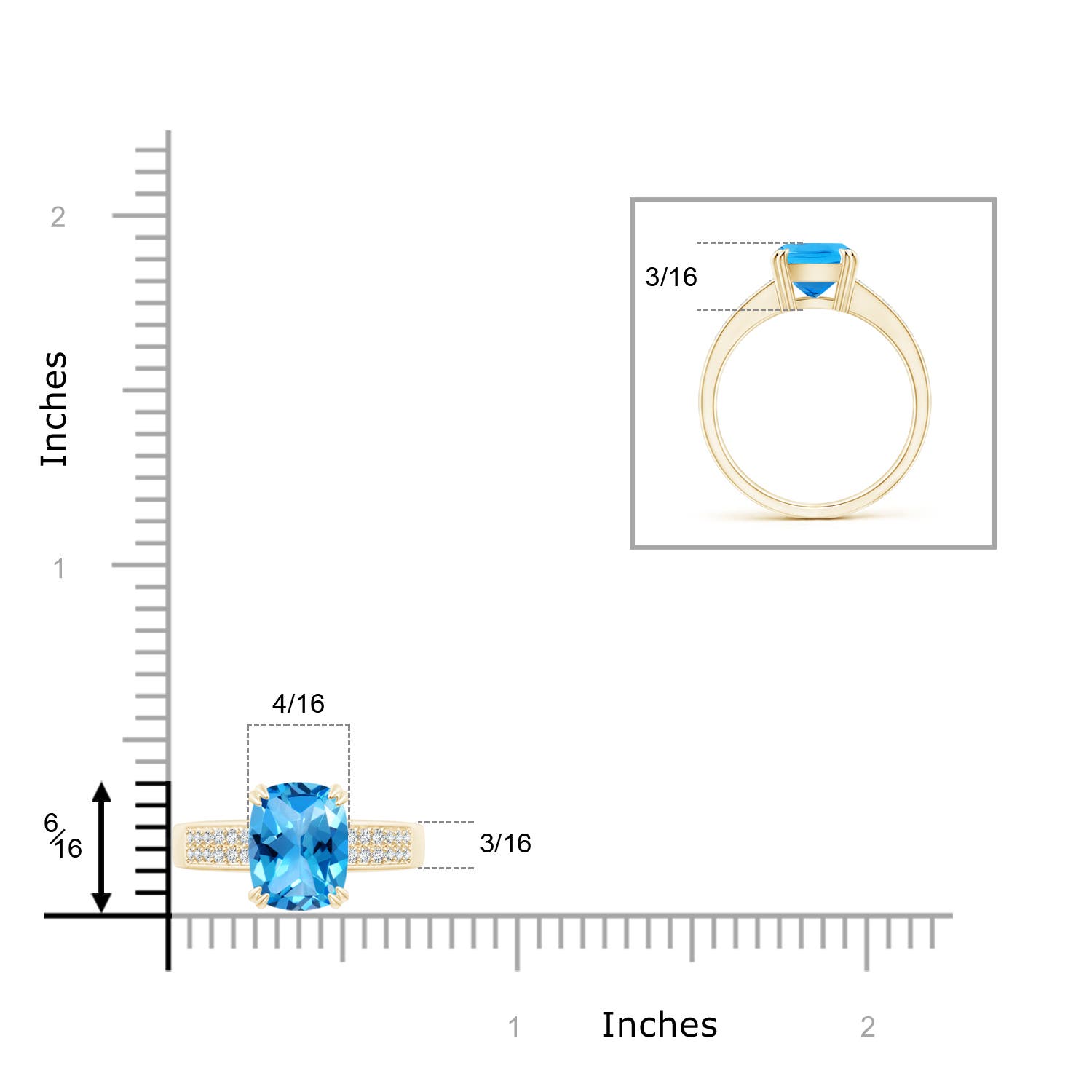 AAAA - Swiss Blue Topaz / 2.36 CT / 14 KT Yellow Gold