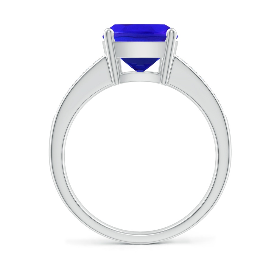 10x8mm AAA Cushion Tanzanite Cocktail Ring with Diamonds in White Gold side-1