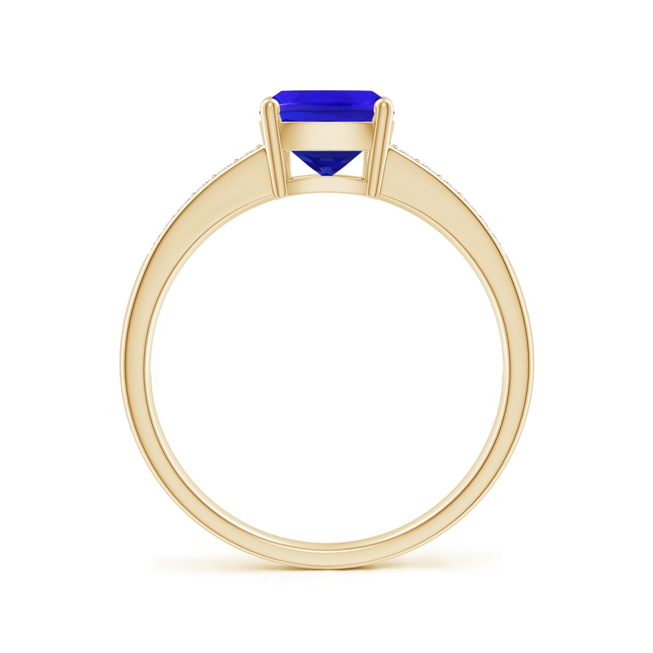 8x6mm AAA Cushion Tanzanite Cocktail Ring with Diamonds in Yellow Gold side-1