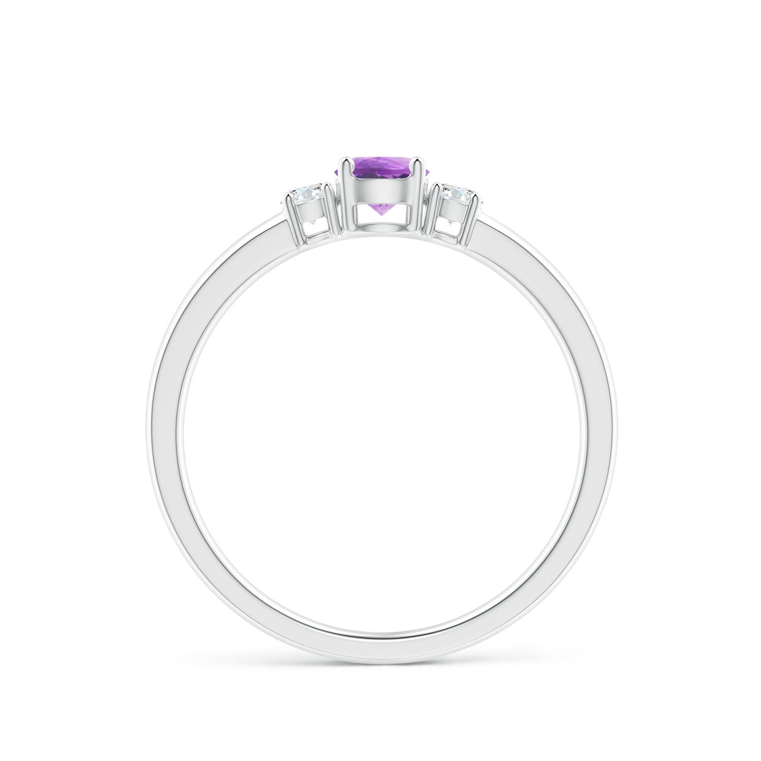 4mm A Classic Amethyst and Diamond Three Stone Engagement Ring in P950 Platinum - side 3