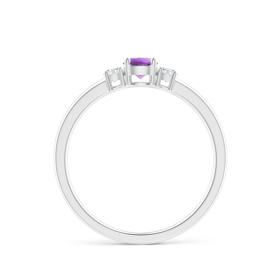 4mm A Classic Amethyst and Diamond Three Stone Engagement Ring in White Gold side-1