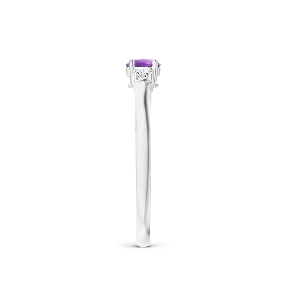 4mm A Classic Amethyst and Diamond Three Stone Engagement Ring in White Gold side-2