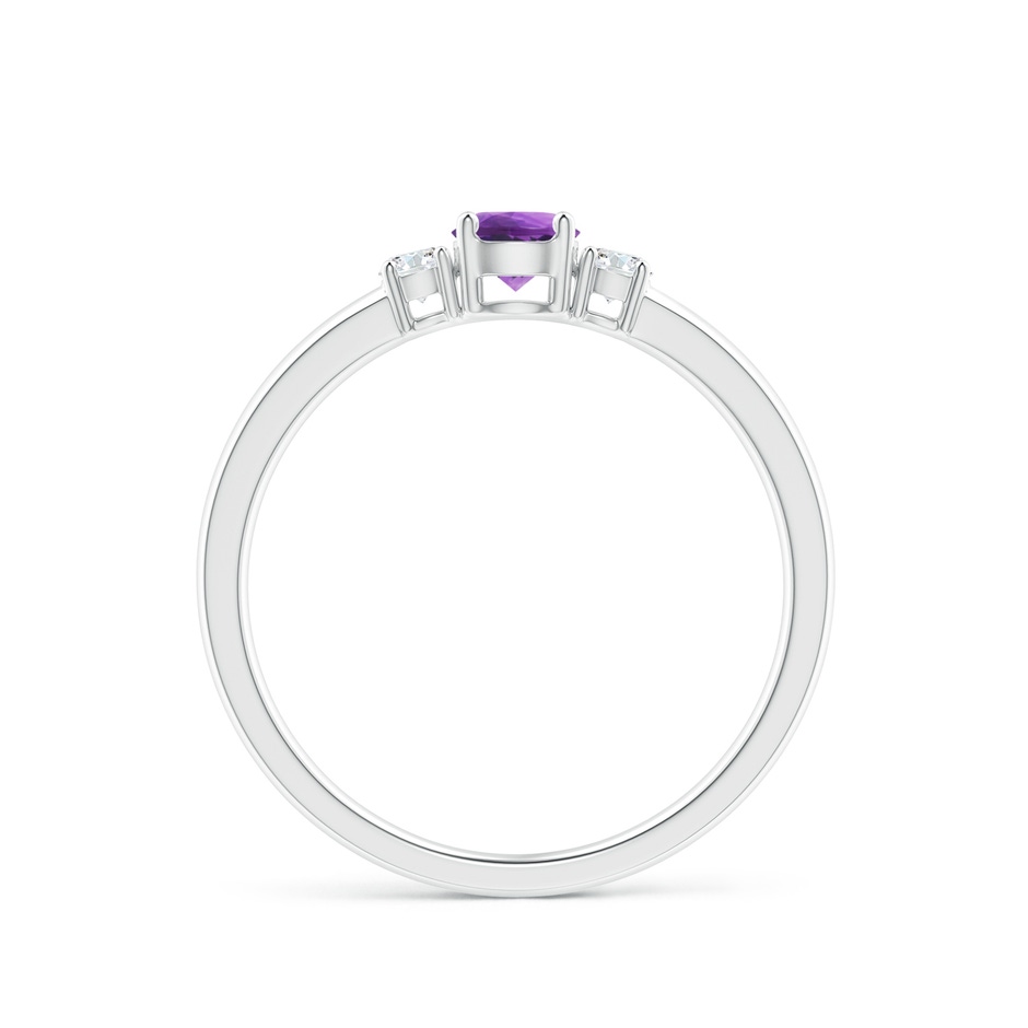4mm AAA Classic Amethyst and Diamond Three Stone Engagement Ring in White Gold side-1