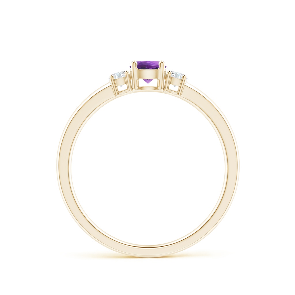 4mm AAA Classic Amethyst and Diamond Three Stone Engagement Ring in Yellow Gold Side-1