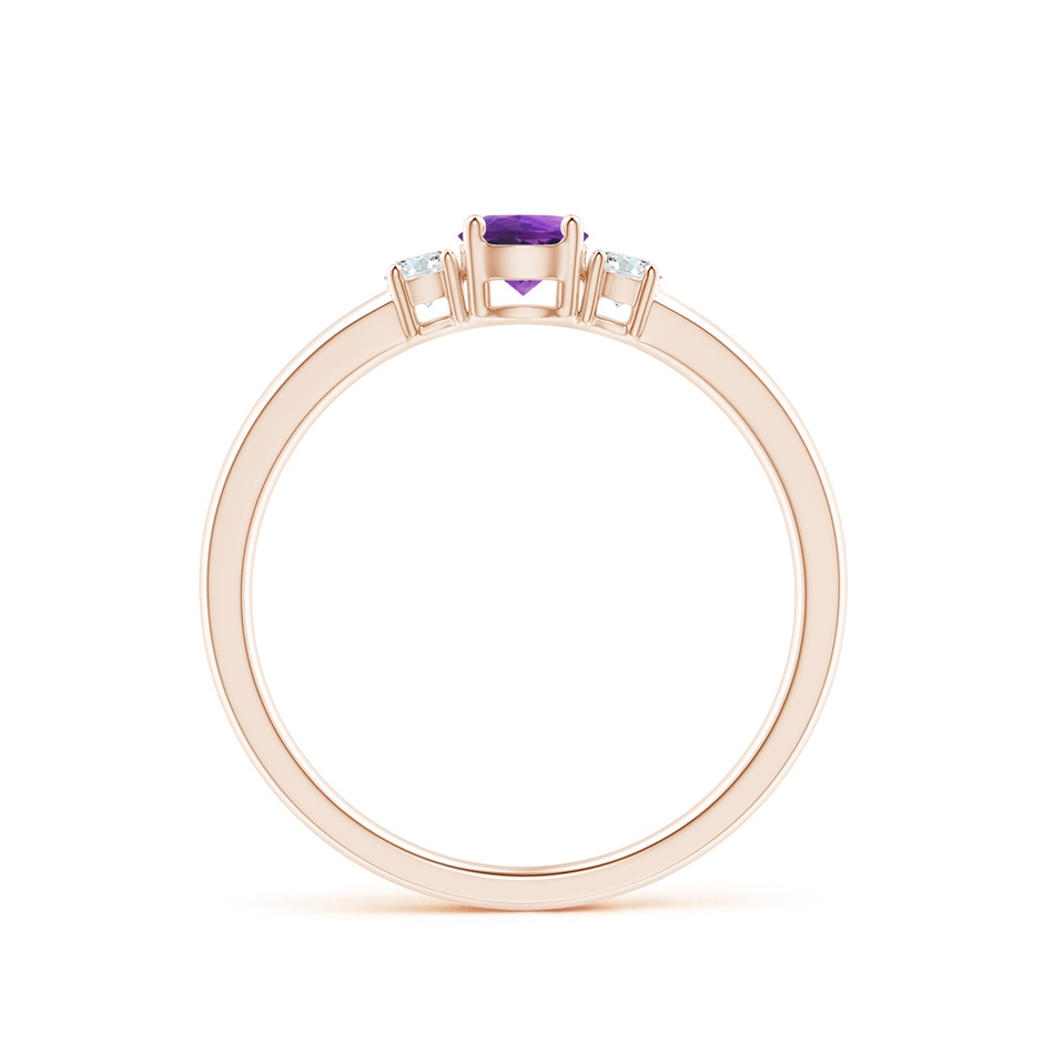 4mm AAAA Classic Amethyst and Diamond Three Stone Engagement Ring in 9K Rose Gold side-1