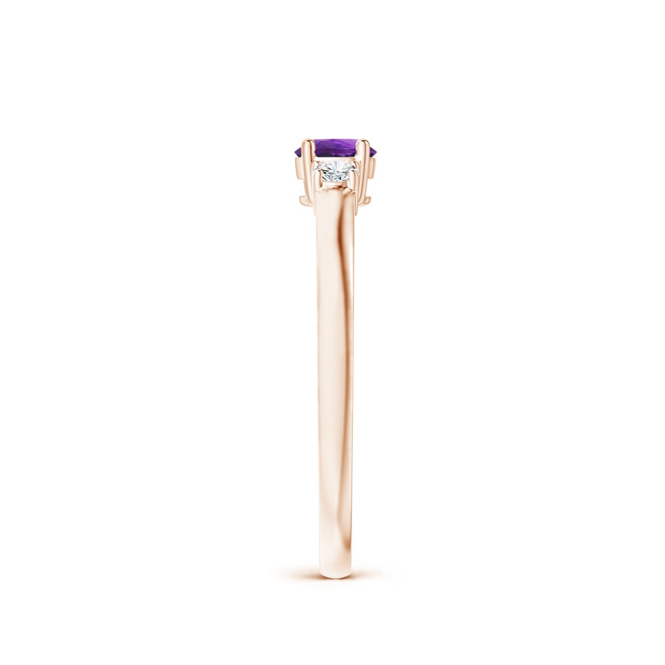 4mm AAAA Classic Amethyst and Diamond Three Stone Engagement Ring in 9K Rose Gold side-2