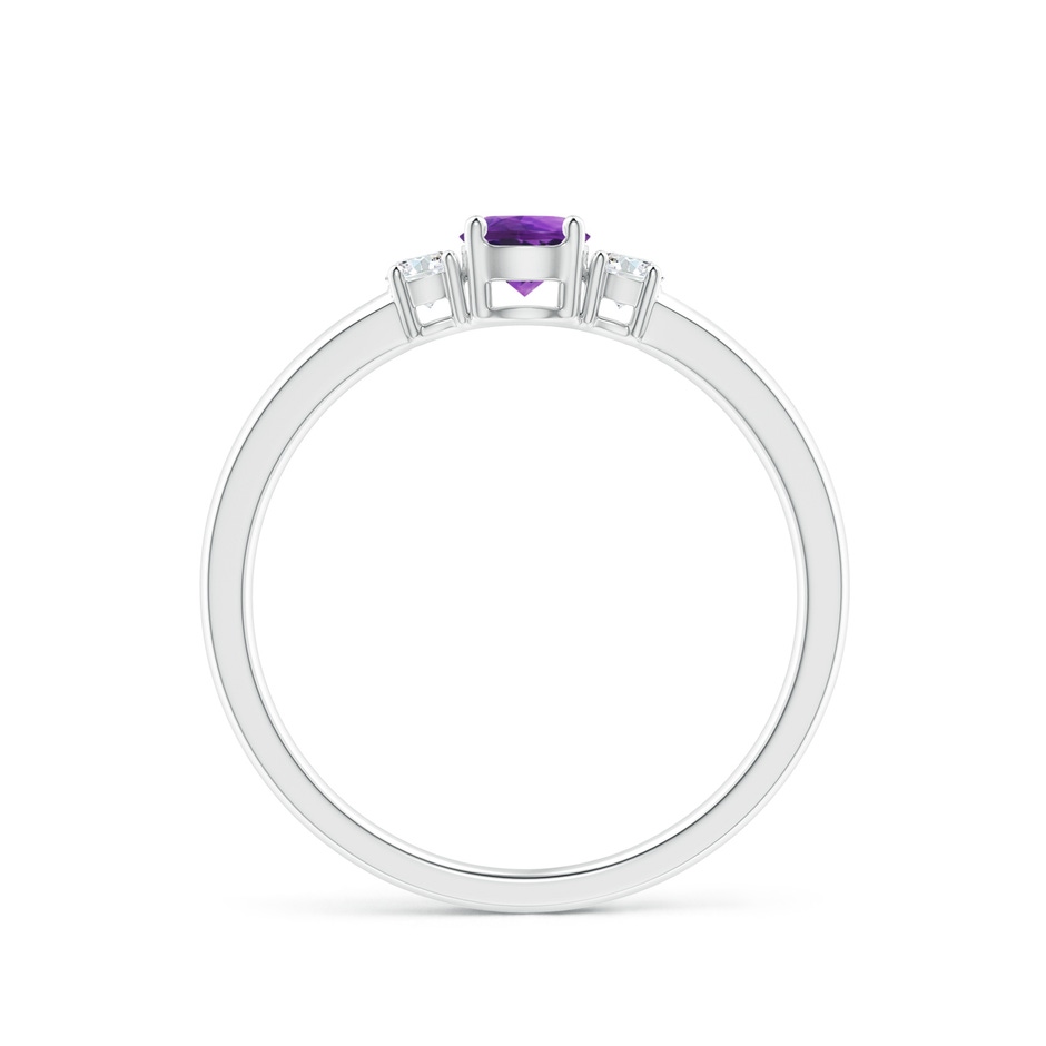 4mm AAAA Classic Amethyst and Diamond Three Stone Engagement Ring in White Gold side-1