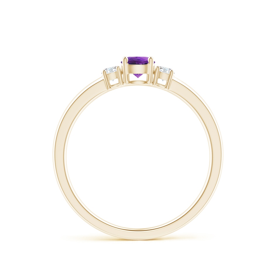 4mm AAAA Classic Amethyst and Diamond Three Stone Engagement Ring in Yellow Gold side-1