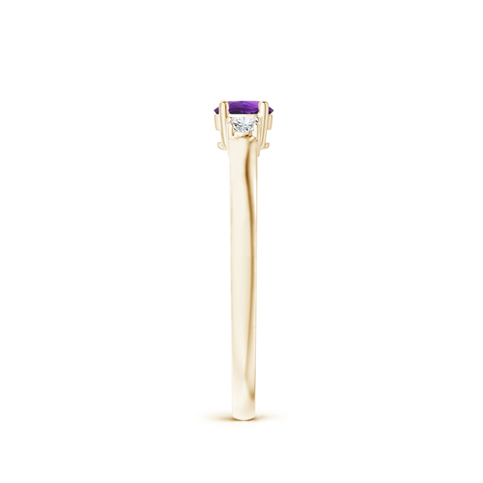 4mm AAAA Classic Amethyst and Diamond Three Stone Engagement Ring in Yellow Gold side-2