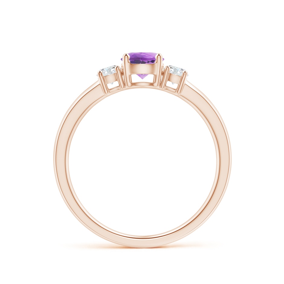 5mm A Classic Amethyst and Diamond Three Stone Engagement Ring in Rose Gold side-1