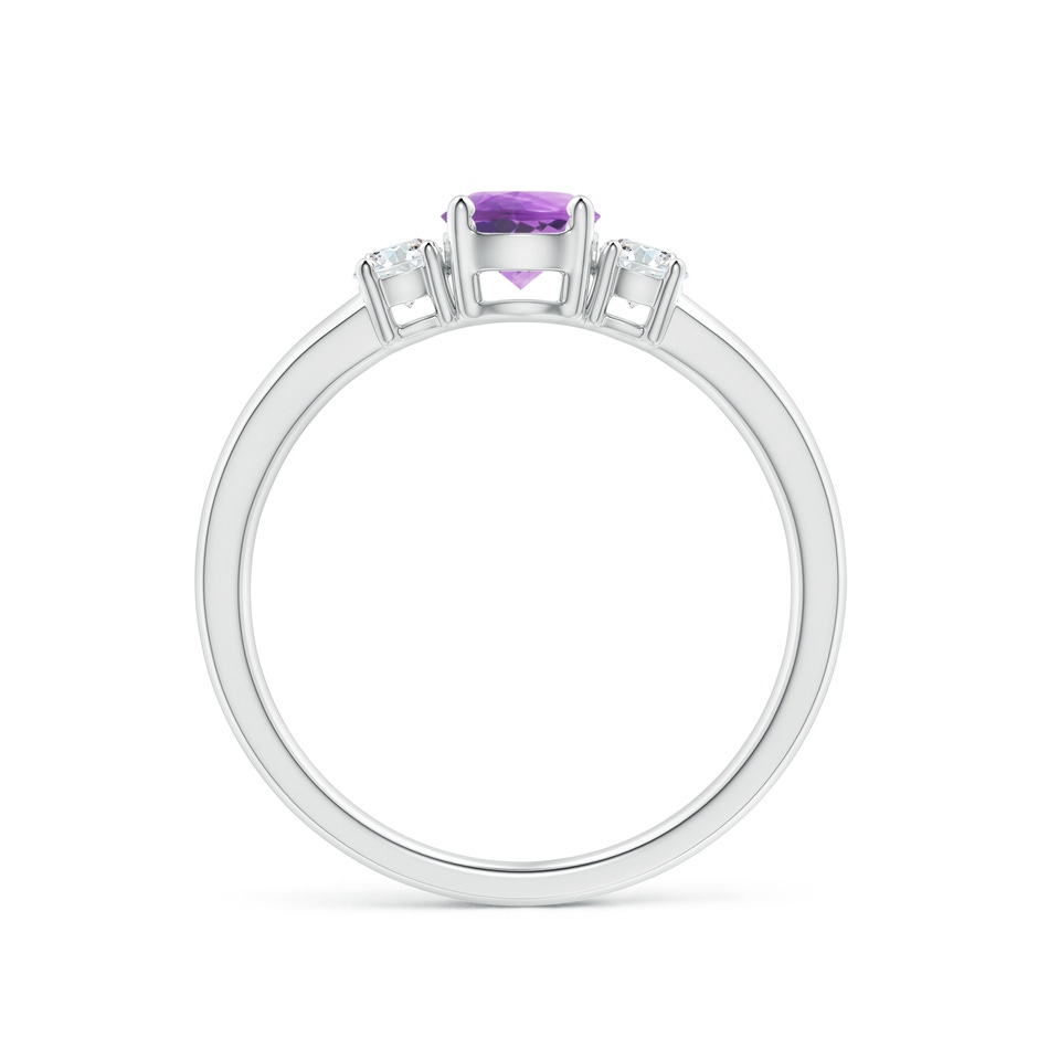 5mm A Classic Amethyst and Diamond Three Stone Engagement Ring in White Gold side-1