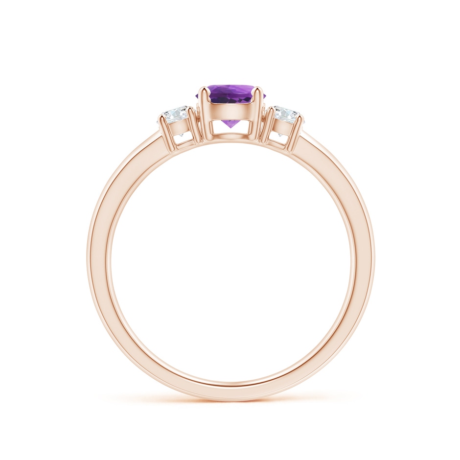 5mm AAA Classic Amethyst and Diamond Three Stone Engagement Ring in Rose Gold side-1