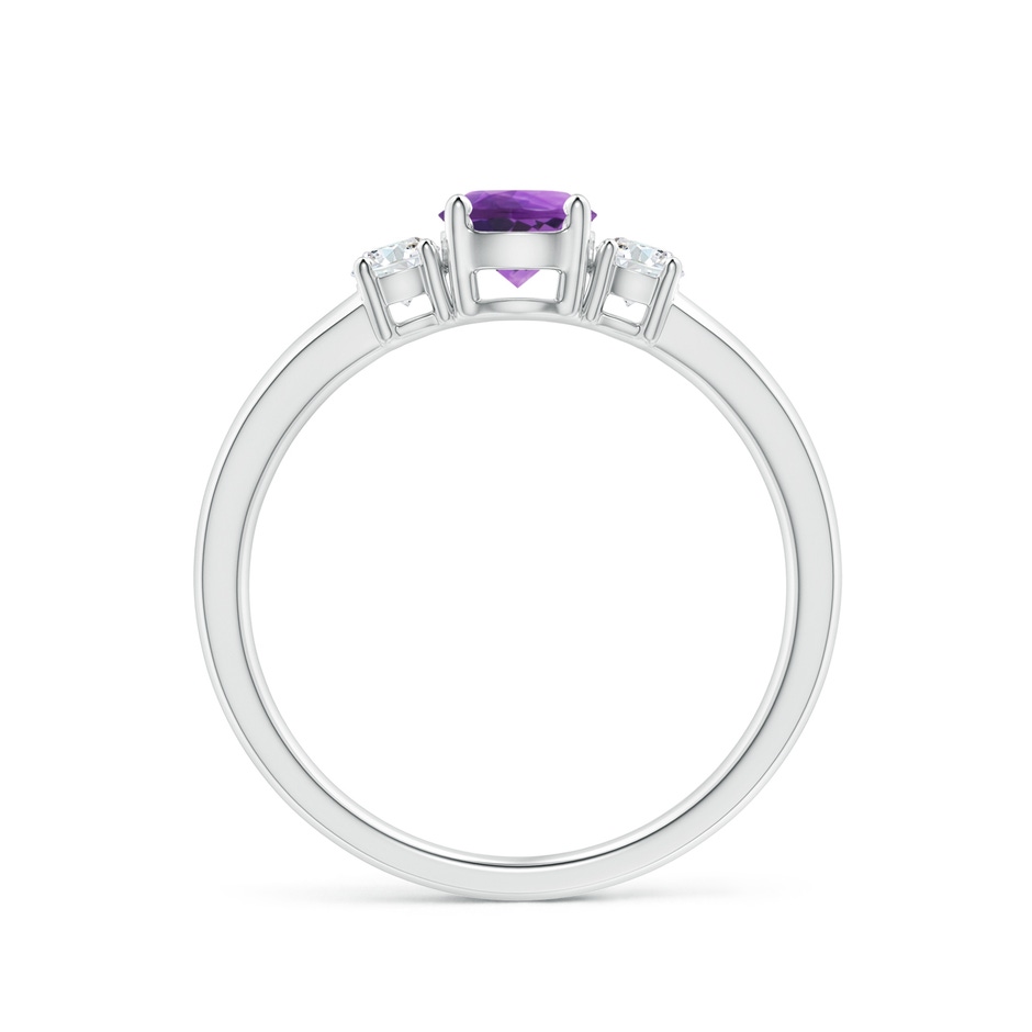 5mm AAA Classic Amethyst and Diamond Three Stone Engagement Ring in White Gold side-1