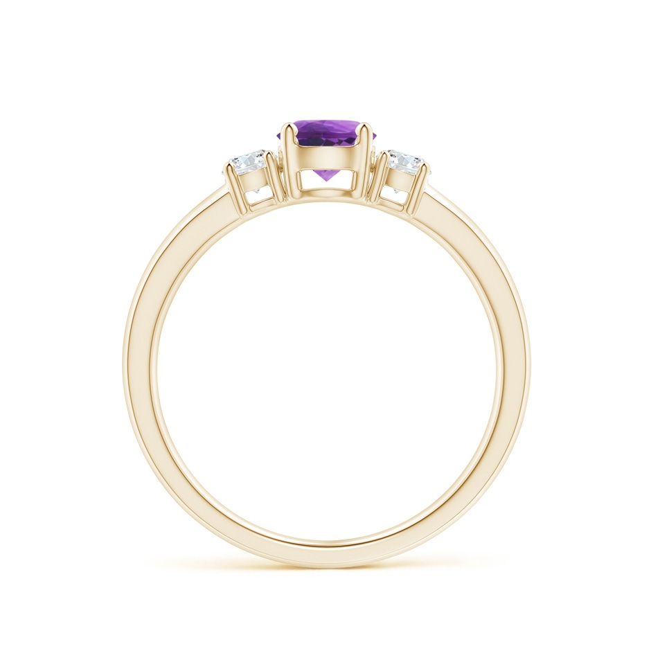 5mm AAA Classic Amethyst and Diamond Three Stone Engagement Ring in Yellow Gold side-1