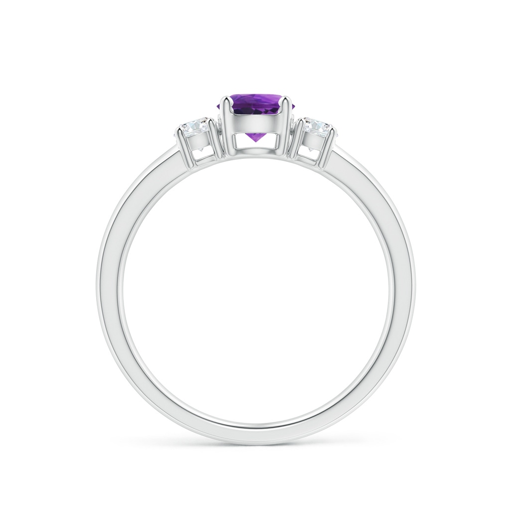 5mm AAAA Classic Amethyst and Diamond Three Stone Engagement Ring in P950 Platinum Side-1