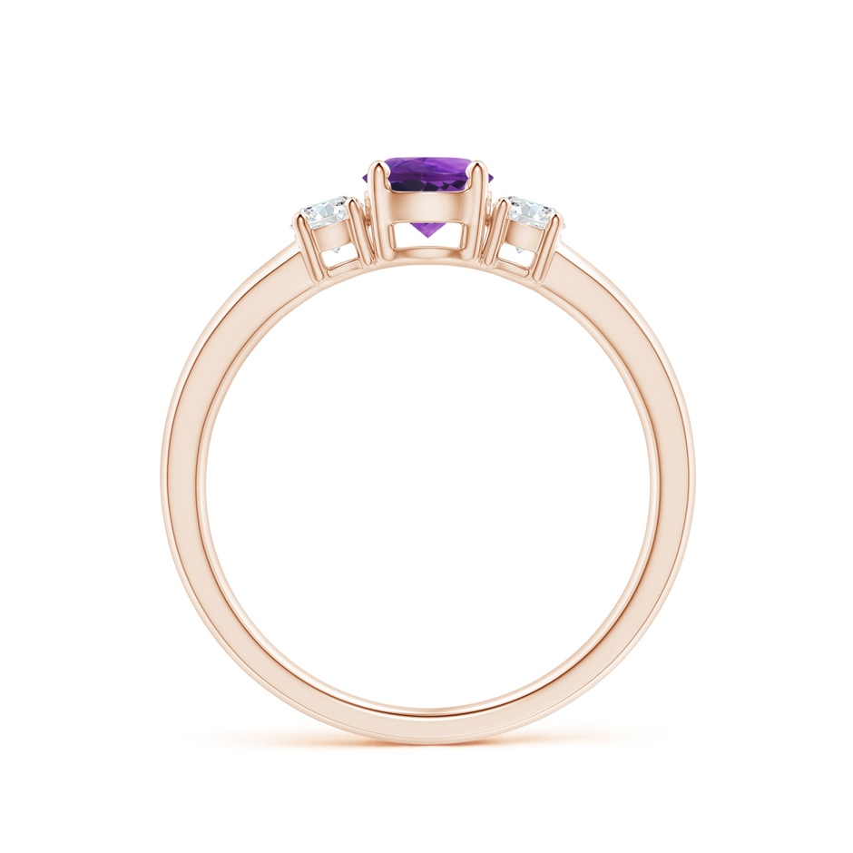 5mm AAAA Classic Amethyst and Diamond Three Stone Engagement Ring in Rose Gold side-1