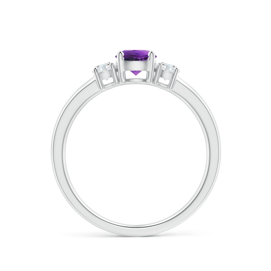 5mm AAAA Classic Amethyst and Diamond Three Stone Engagement Ring in White Gold side-1