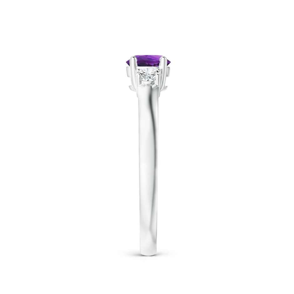 5mm AAAA Classic Amethyst and Diamond Three Stone Engagement Ring in White Gold side-2