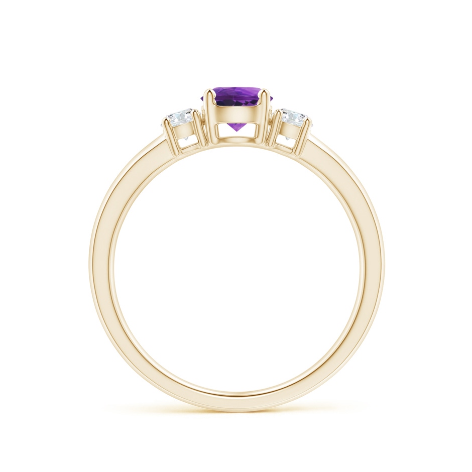 5mm AAAA Classic Amethyst and Diamond Three Stone Engagement Ring in Yellow Gold side-1