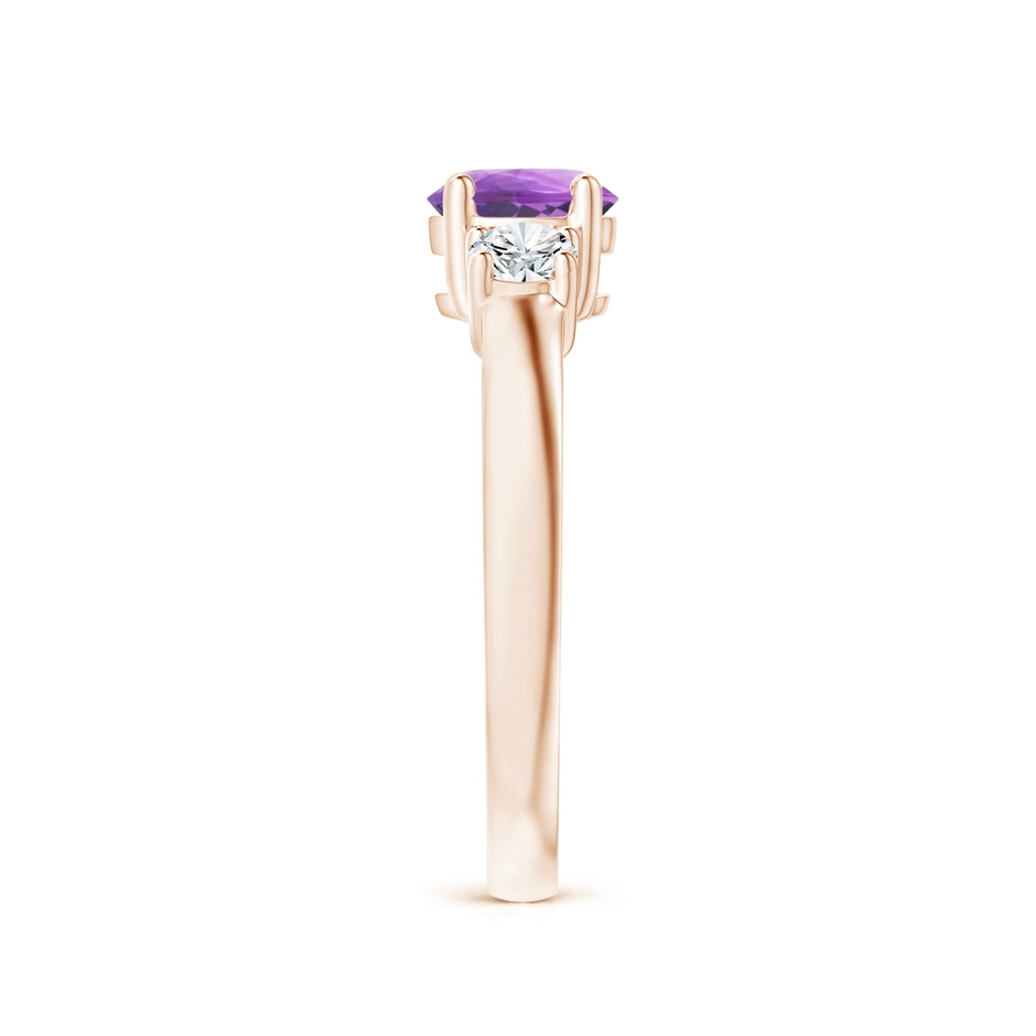 6mm A Classic Amethyst and Diamond Three Stone Engagement Ring in Rose Gold side-2