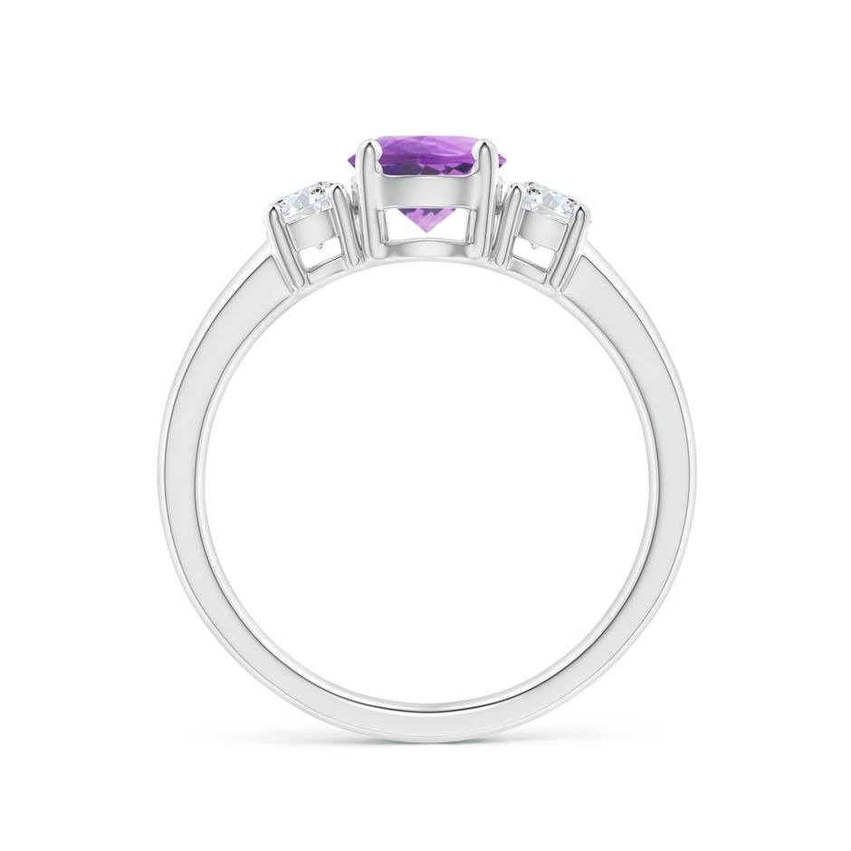 6mm A Classic Amethyst and Diamond Three Stone Engagement Ring in White Gold side-1