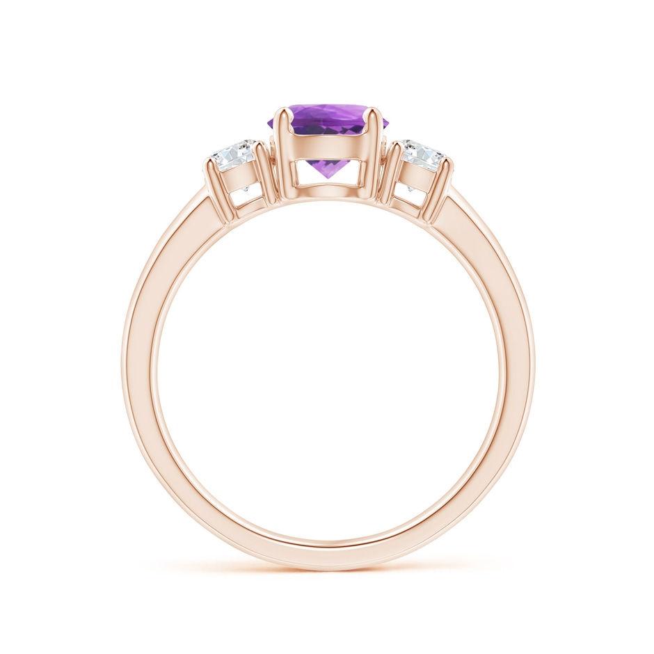 6mm AA Classic Amethyst and Diamond Three Stone Engagement Ring in Rose Gold side-1