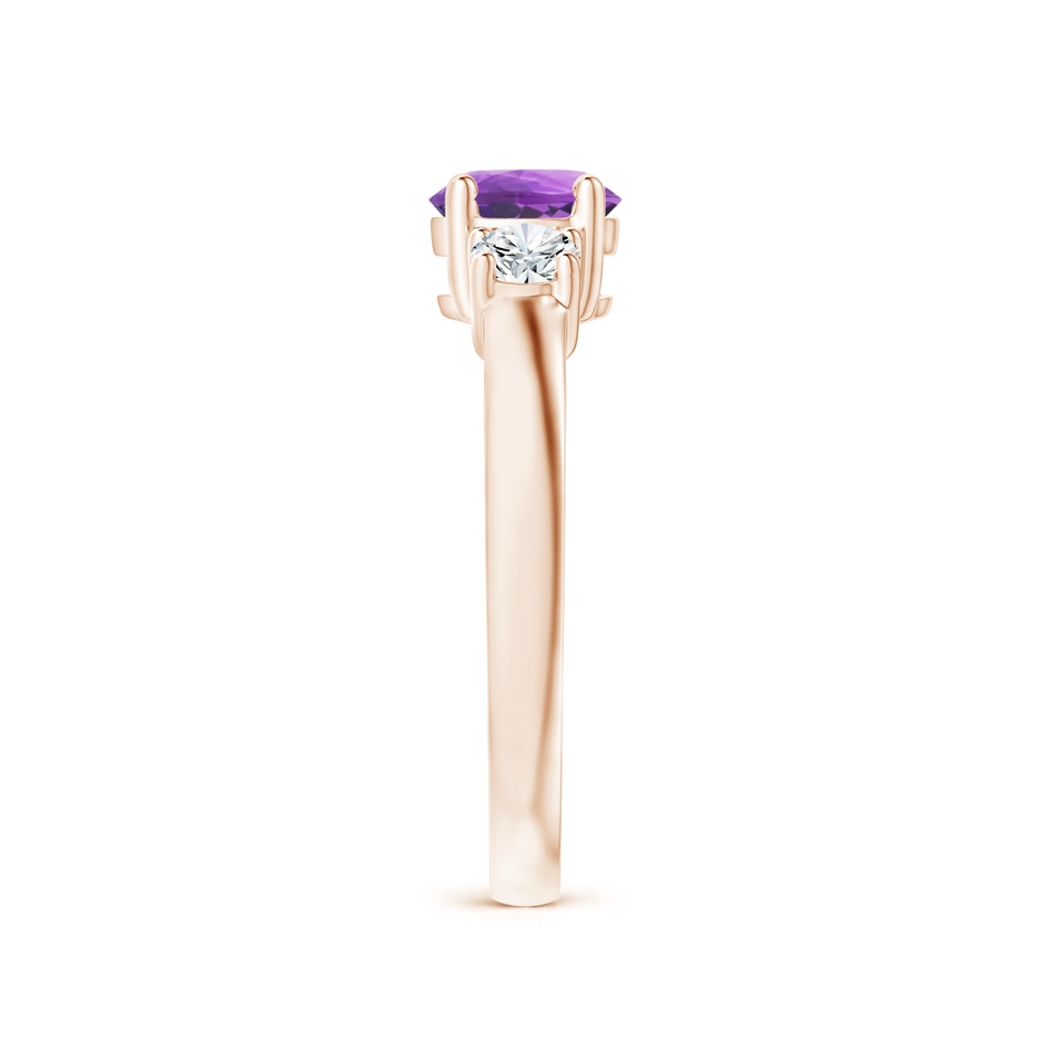 6mm AA Classic Amethyst and Diamond Three Stone Engagement Ring in Rose Gold side-2