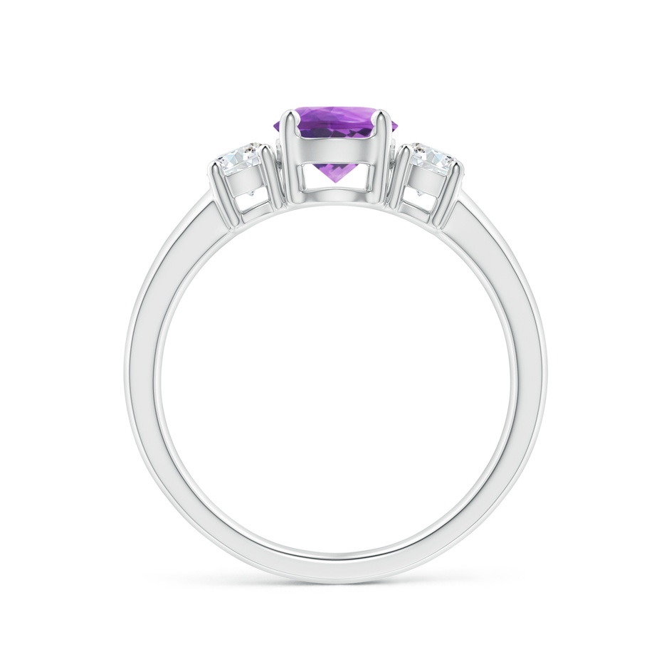 6mm AA Classic Amethyst and Diamond Three Stone Engagement Ring in White Gold side-1