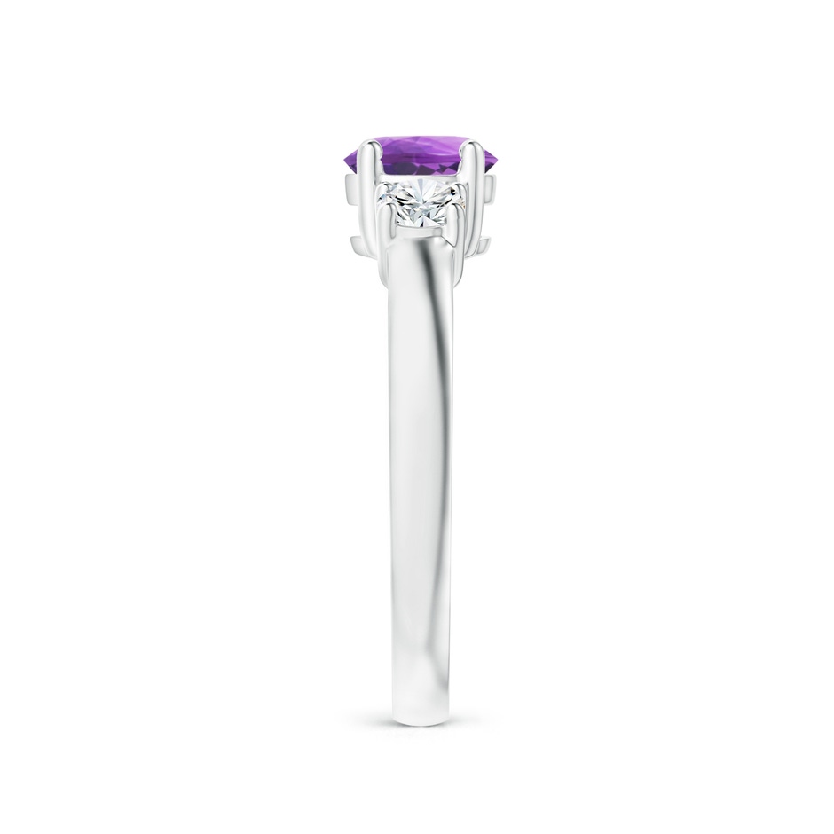 6mm AA Classic Amethyst and Diamond Three Stone Engagement Ring in White Gold side-2