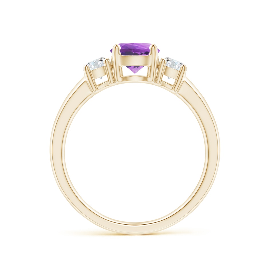 6mm AA Classic Amethyst and Diamond Three Stone Engagement Ring in Yellow Gold side-1