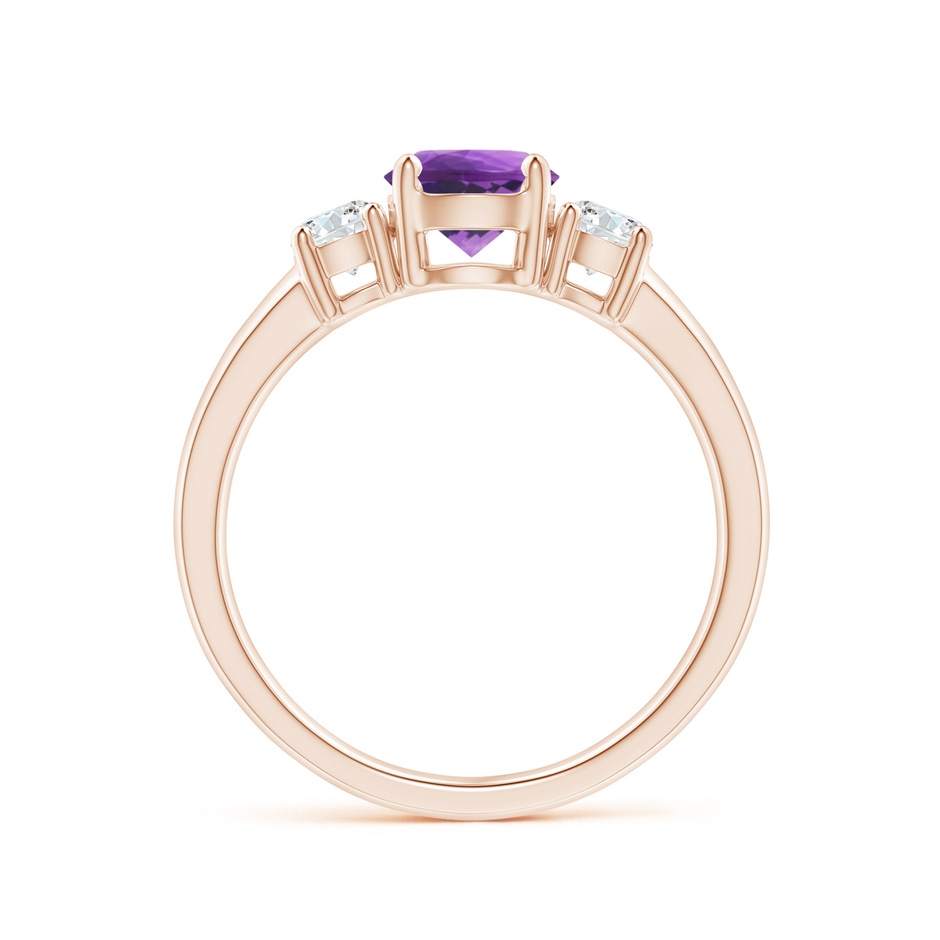 6mm AAA Classic Amethyst and Diamond Three Stone Engagement Ring in Rose Gold side-1