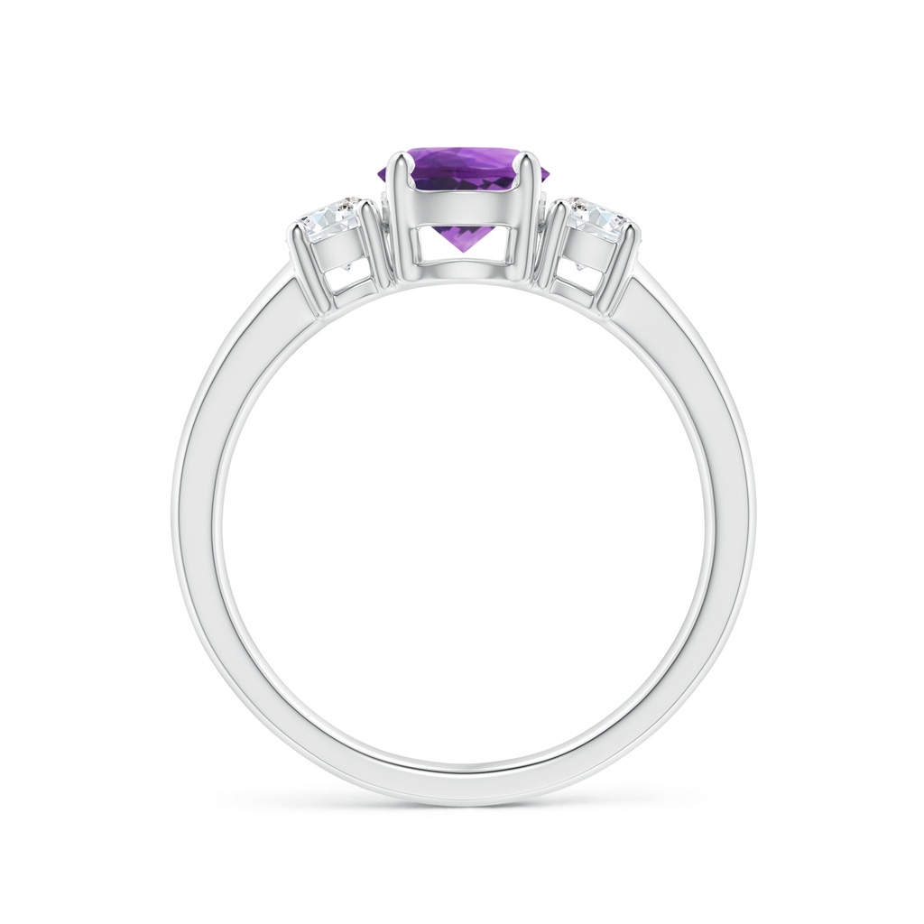 6mm AAA Classic Amethyst and Diamond Three Stone Engagement Ring in White Gold Side-1