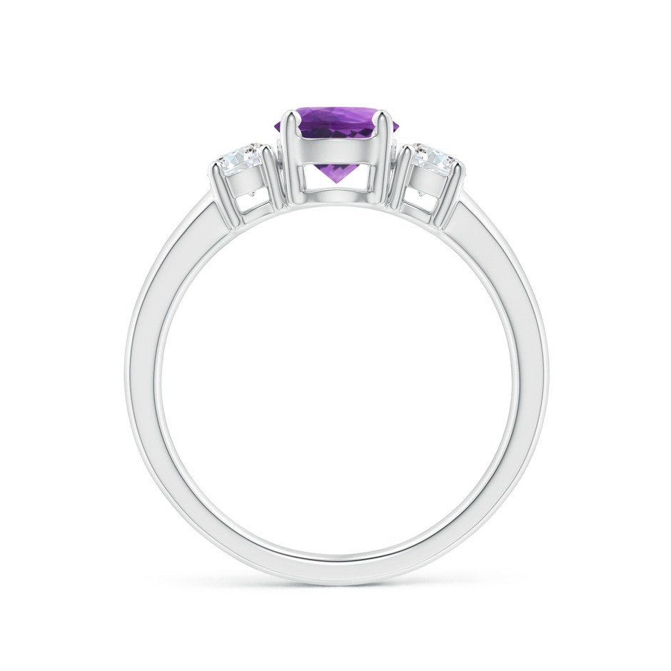 6mm AAA Classic Amethyst and Diamond Three Stone Engagement Ring in White Gold side-1