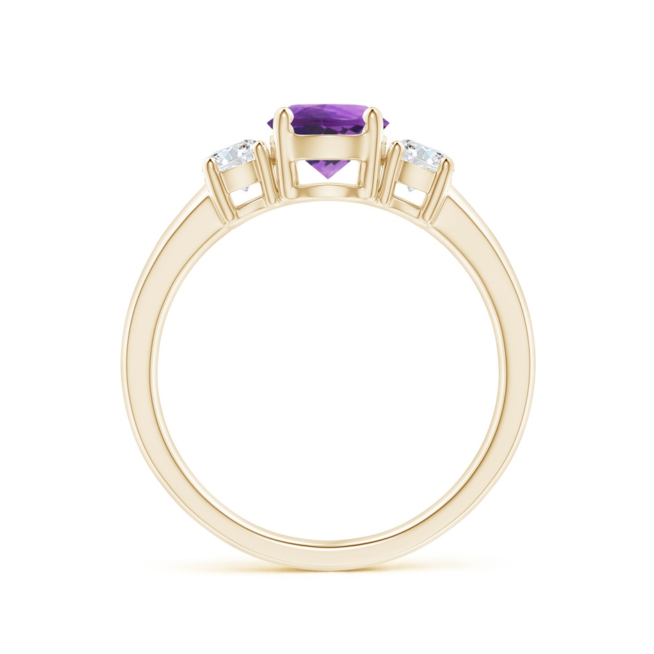 6mm AAA Classic Amethyst and Diamond Three Stone Engagement Ring in Yellow Gold side-1
