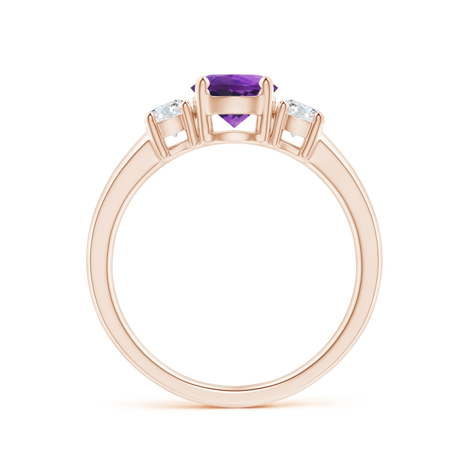 6mm AAAA Classic Amethyst and Diamond Three Stone Engagement Ring in Rose Gold side-1